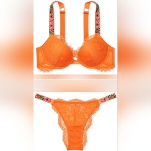 38DDD/XXL VS Very Sexy Shine Strap PushUp Bra Brazilian Panty Set
